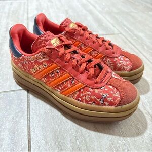 Adidas Gazelle Ornate Preloved Red Women’s Sz 7 Floral Platform Paisley Boho